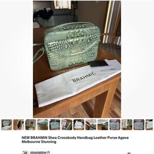 Brahmin Agave Green Shea Crossbody Leather Purse